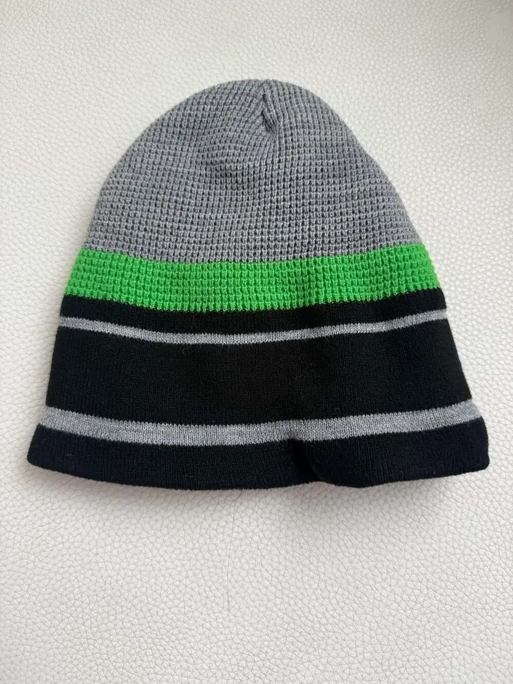 Minecraft Creeper Logo Striped Knit Beanie Hat